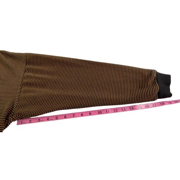 Vtg BASCO Men Long Sleeve Pullover Striped Shirt Sz L Brown Preppy 11-12 - Picture 6 of 12